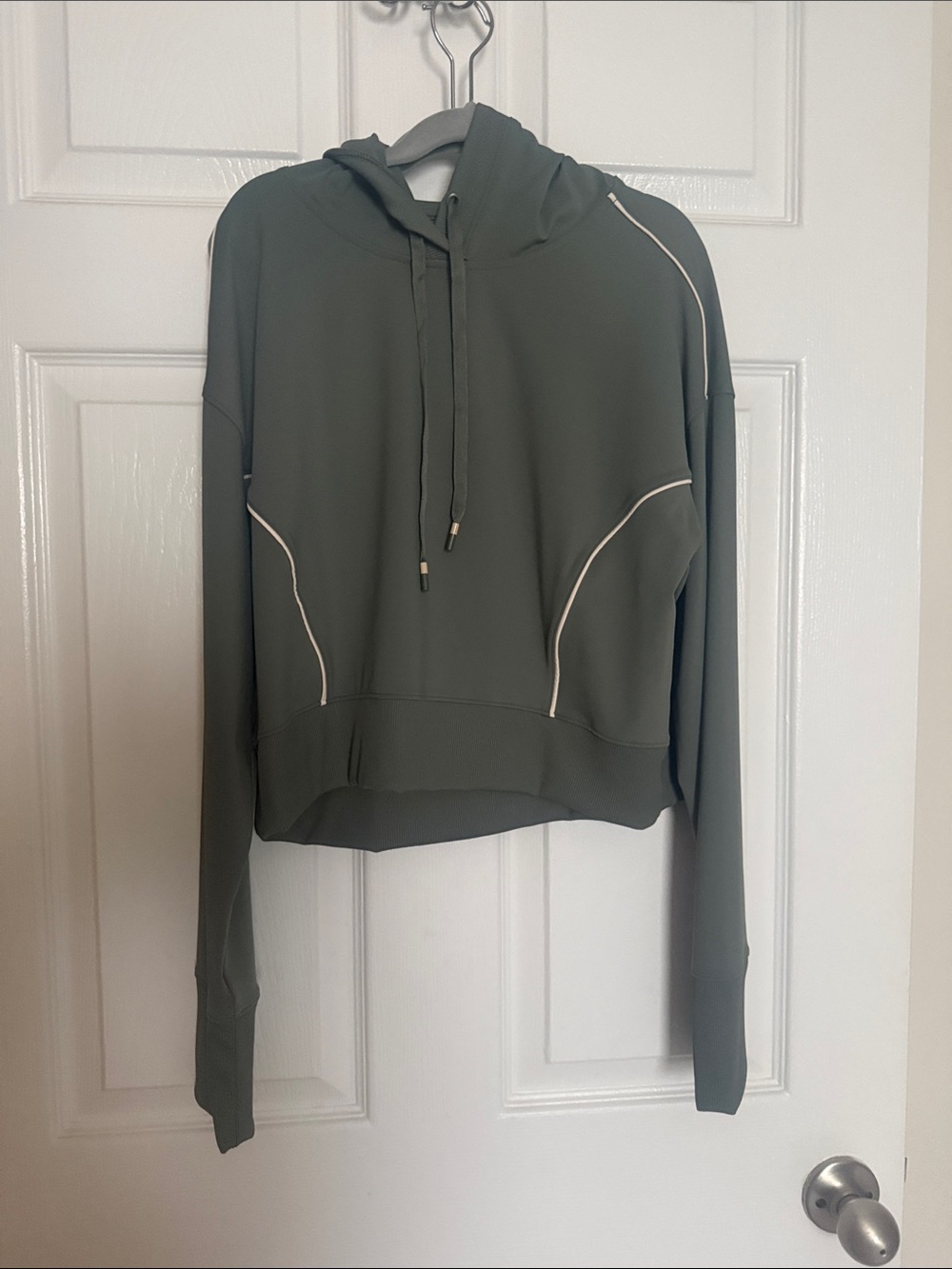 Womens Travis Mathew Olive Green Hooded Pullover with Contrast Piping